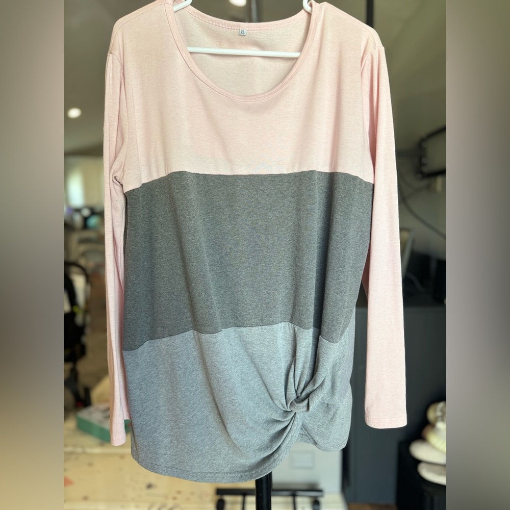 Pink and Gray Women's Top